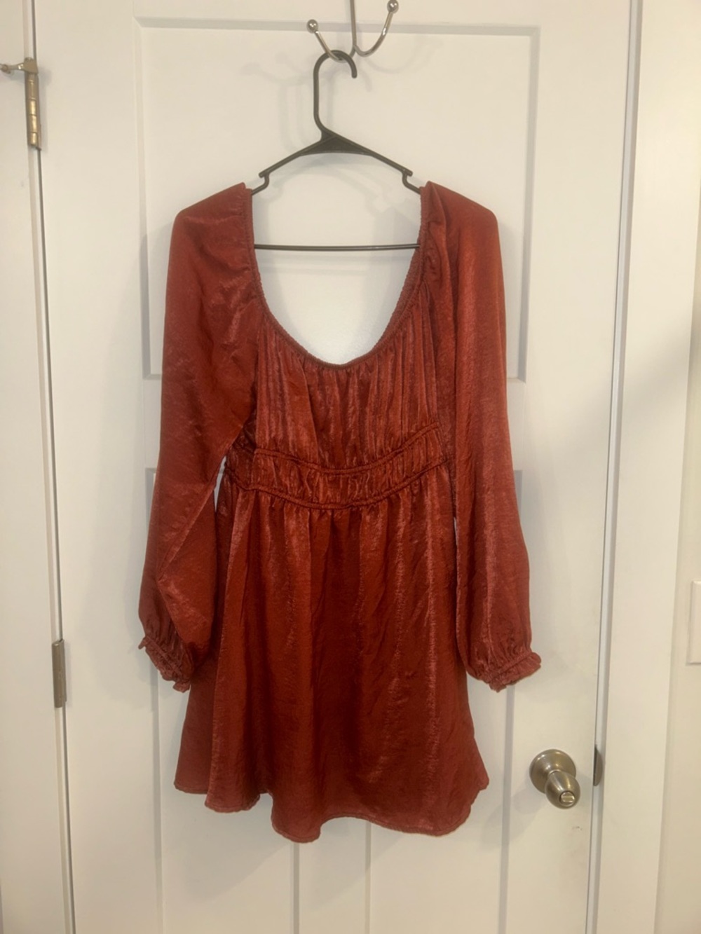 Altar'd State Rust Orange Satin Mini Dress